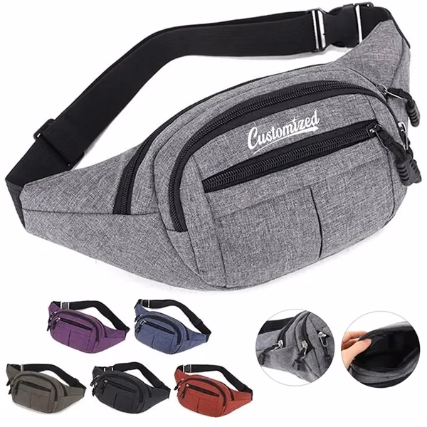 Custom Durable Sport Waist Bag with Multiple Zippered Pockets — Versatile Active Accessory