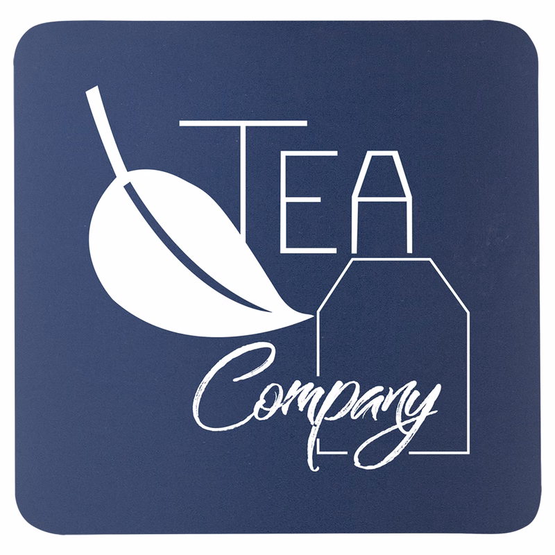 3 3/4" x 3 3/4" Square Navy Blue/White Silicone Coaster