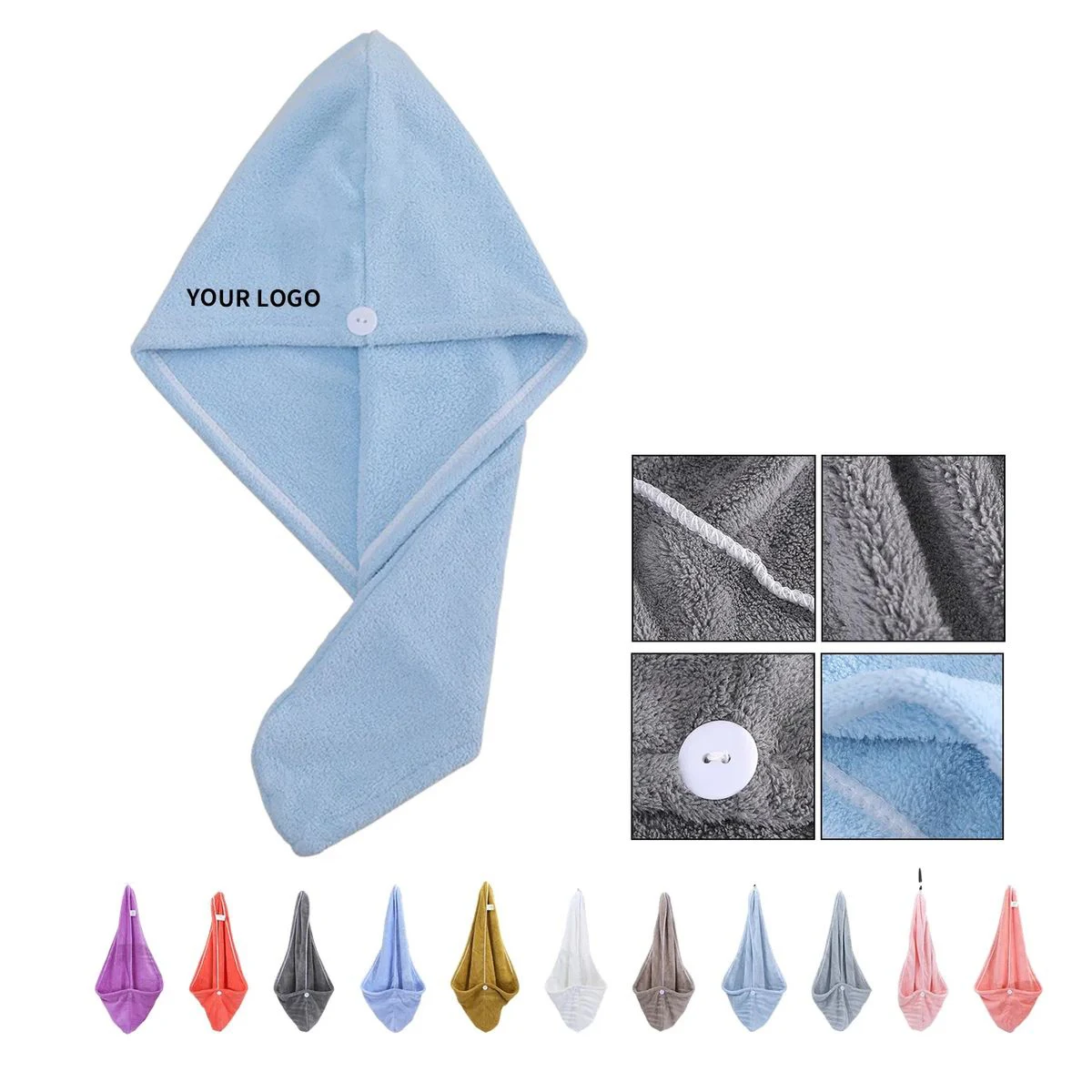 Absorbent Coral Fleece Hair Wrap Cap 1