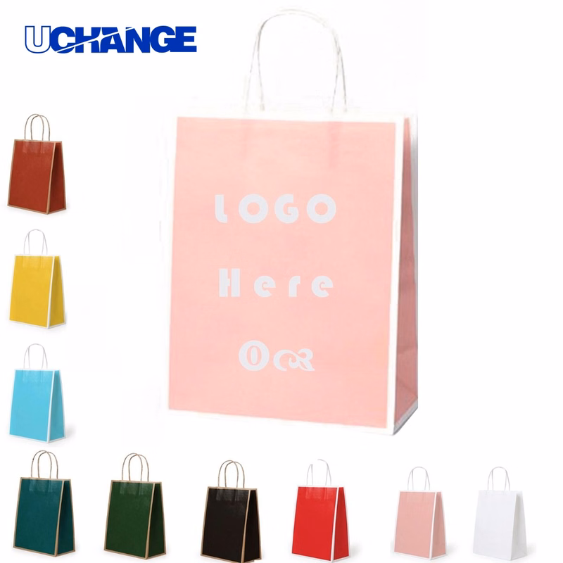 Colorful Handle Kraft Bag Container