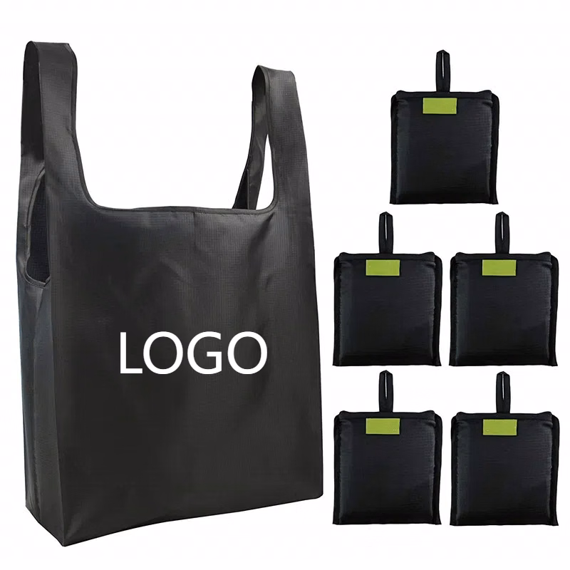 Reusable nylon foldable supermarket shopping bag wholesale custom eco friendly polyester folding bag