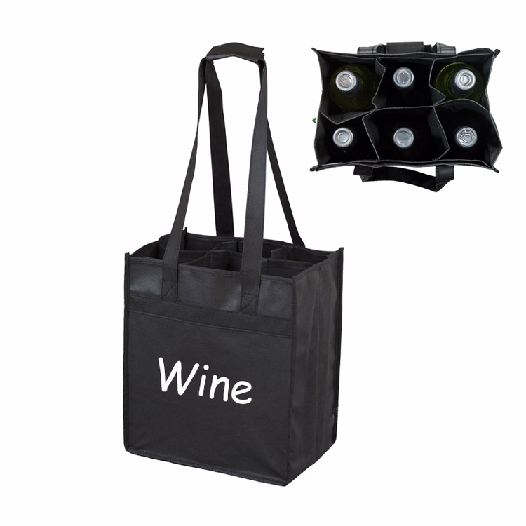 Wine & Grocery Tote Bag With 6 Bottle Holders