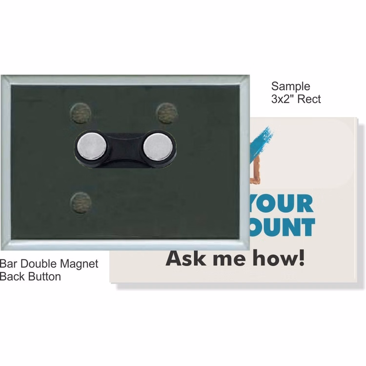 Bar Double Magnet 3 X 2 Inch Rectangular Button
