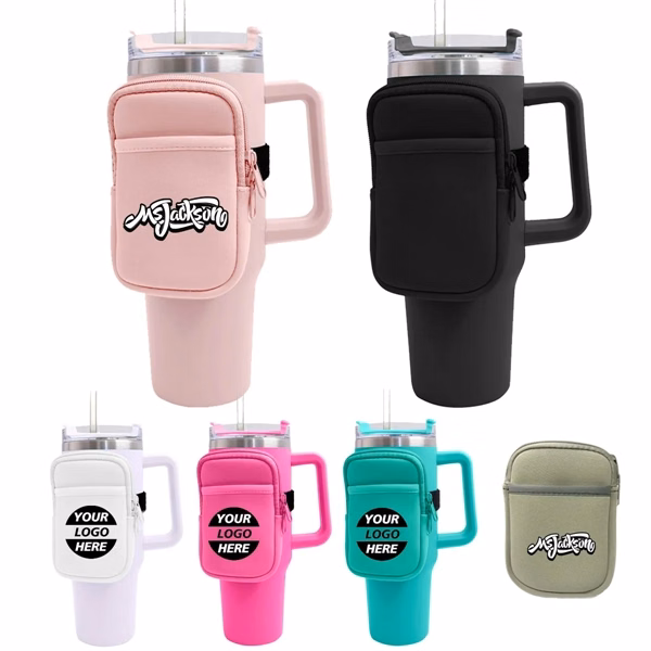 40oz GYM Tumbler Water Bottle Pouch Phone Holder Bag