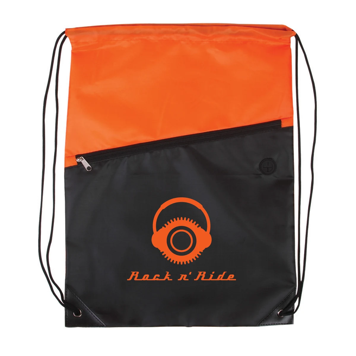 Two-Tone Poly Drawstring Backpack with Zipper 1