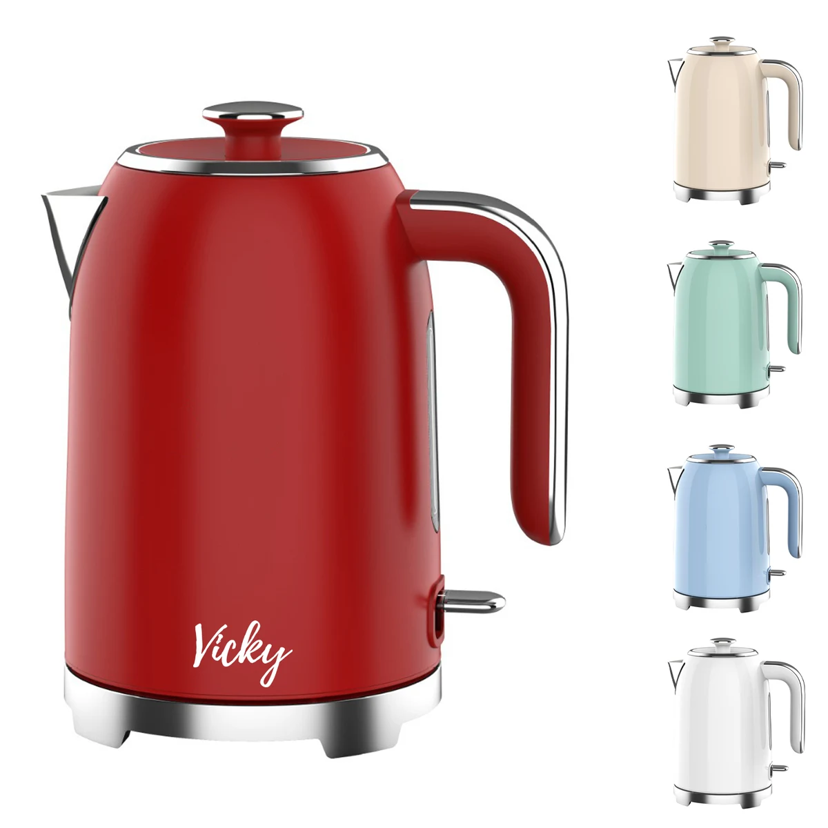 1.7L Stainless Steel Retro Electric Kettle 1