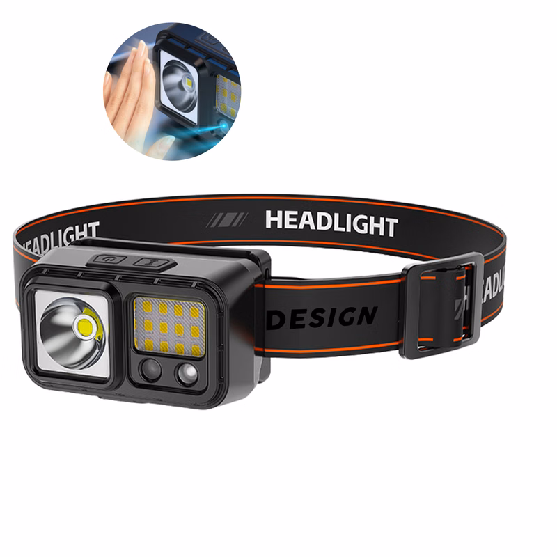 MOQ 50 Dual Light Source LED Headlamp USB Rechargeable