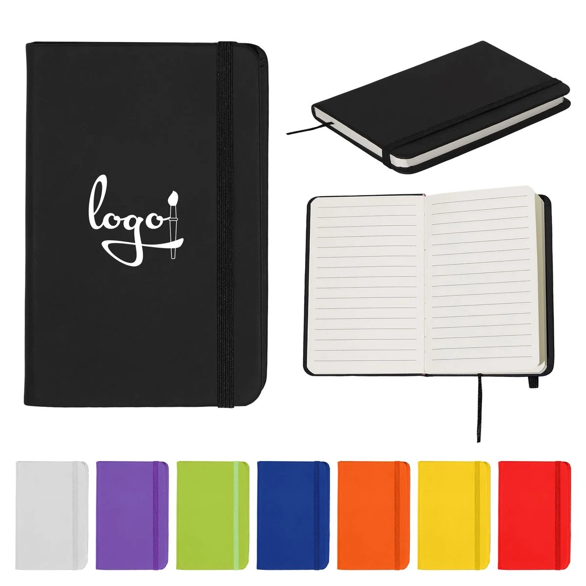 A6 PU Hardcover Notebook with Elastic Band 1