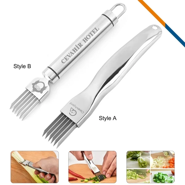Custom 304 Stainless Steel Scallion Cutter 6.49 Inch Six Blades — Chef Gift 1