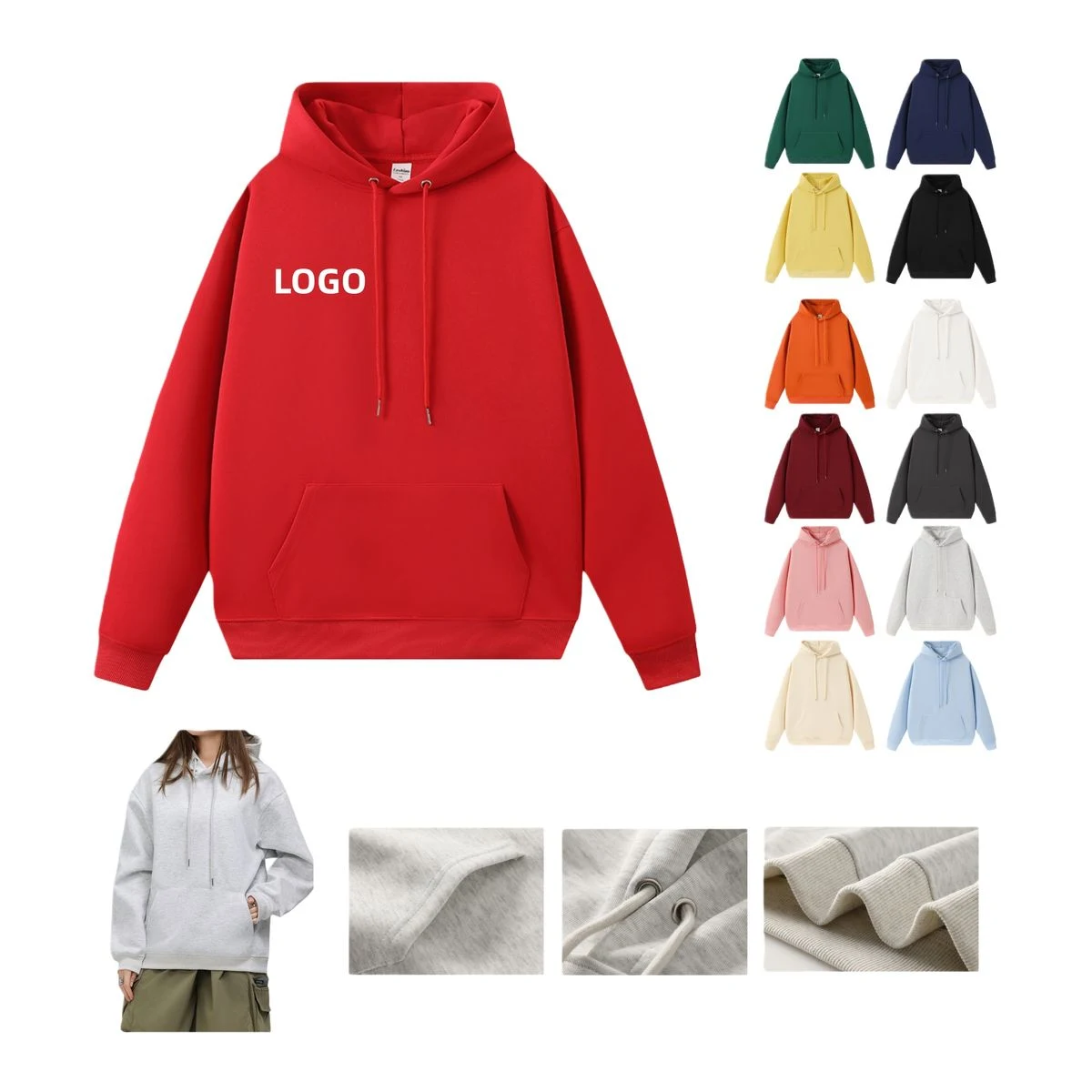 Hooded Sweatshirt, custom hoodie or sweatshirt with logo imprint 1