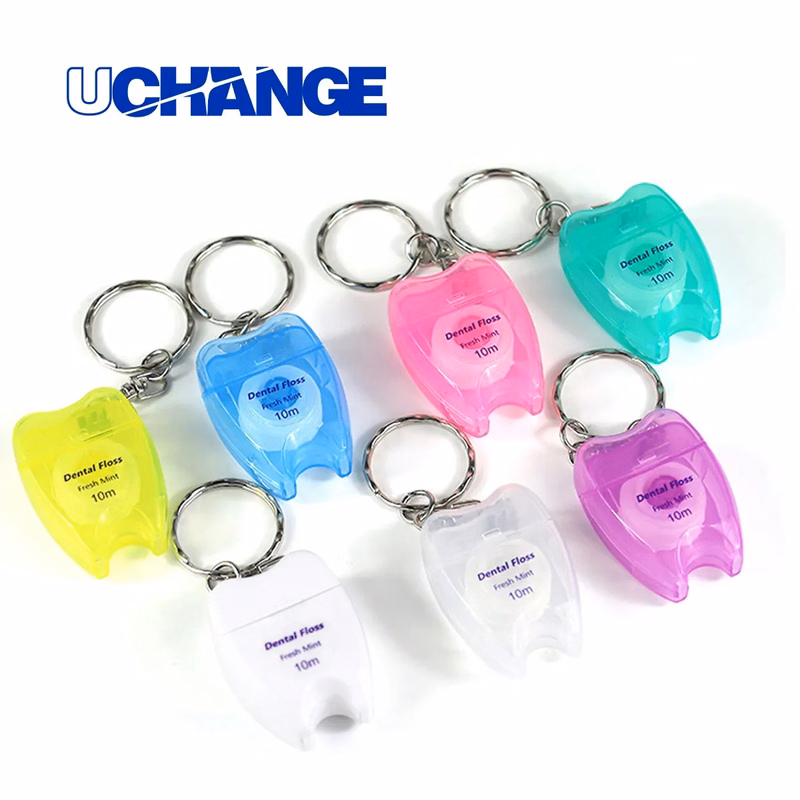 Tooth-Shaped Dental Floss Keychain, 10m Mint