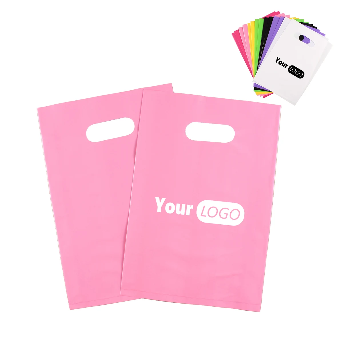 Multi-Color Poly Carry Bags With Cutout Handles 1