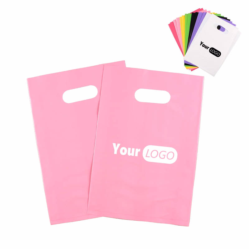 Multi-Color Poly Carry Bags With Cutout Handles