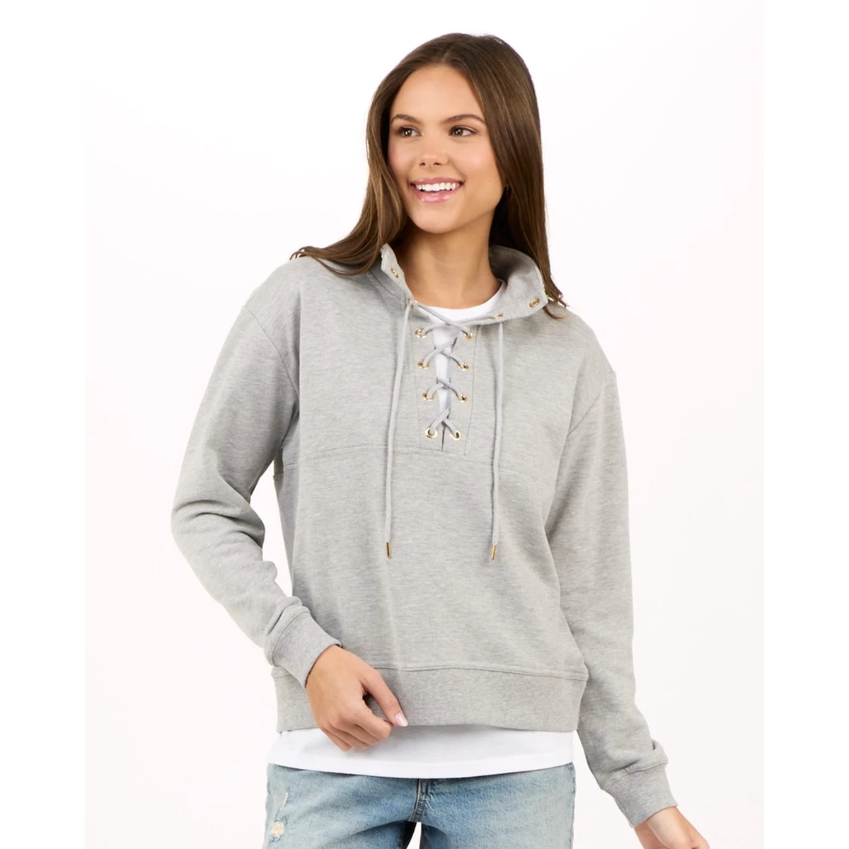 Women's Lace Up Pullover - BW5401 1