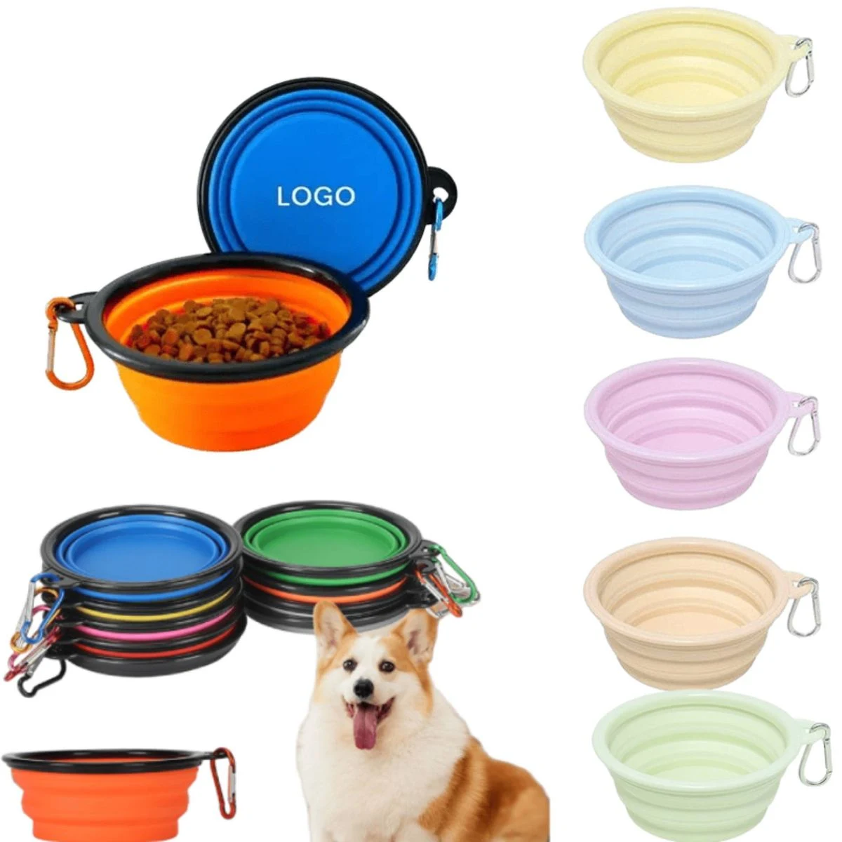 Food Grade BPA Free Custom Collapsible Silicone Pet Bowl 1