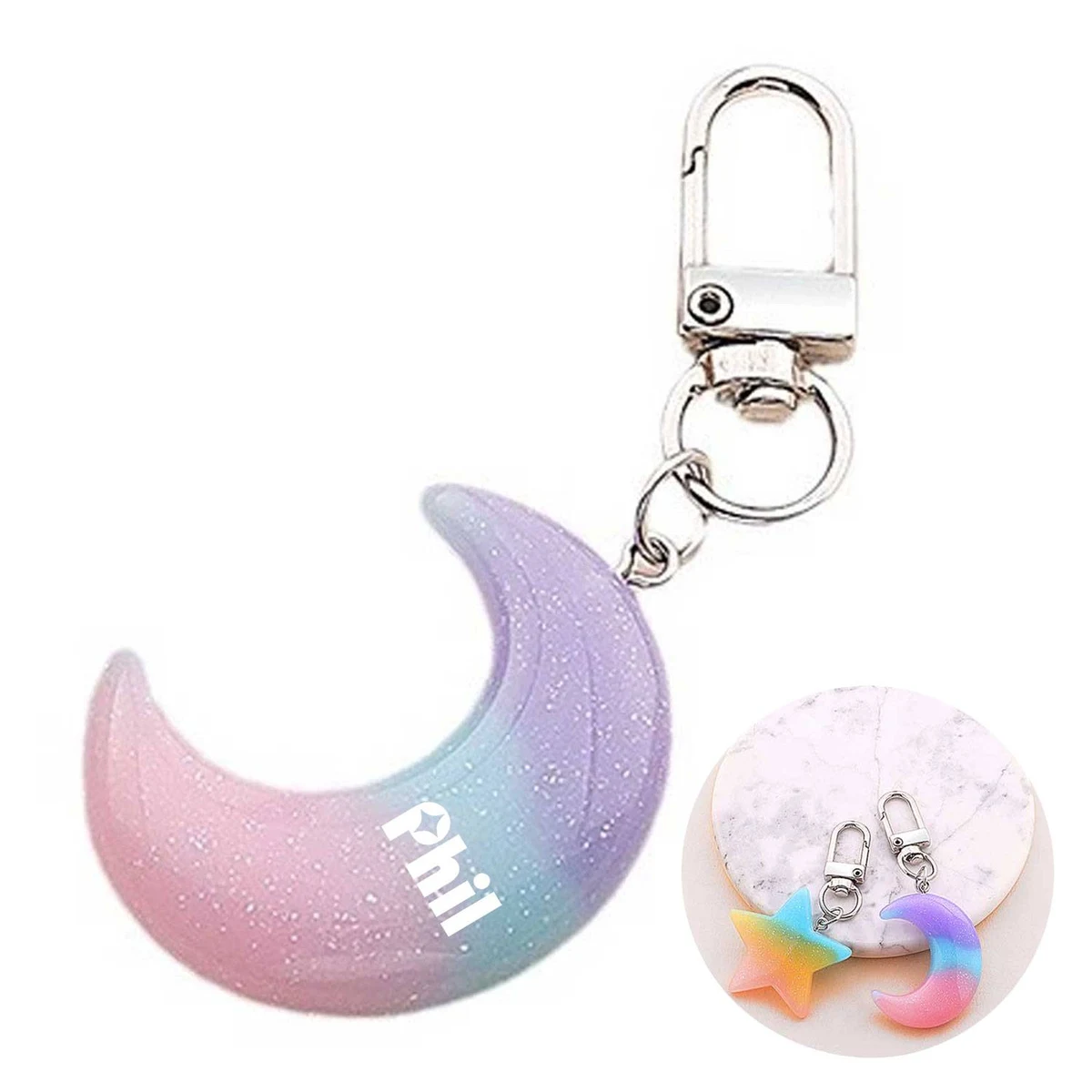 Cute Star & Moon Resin Keychain 1