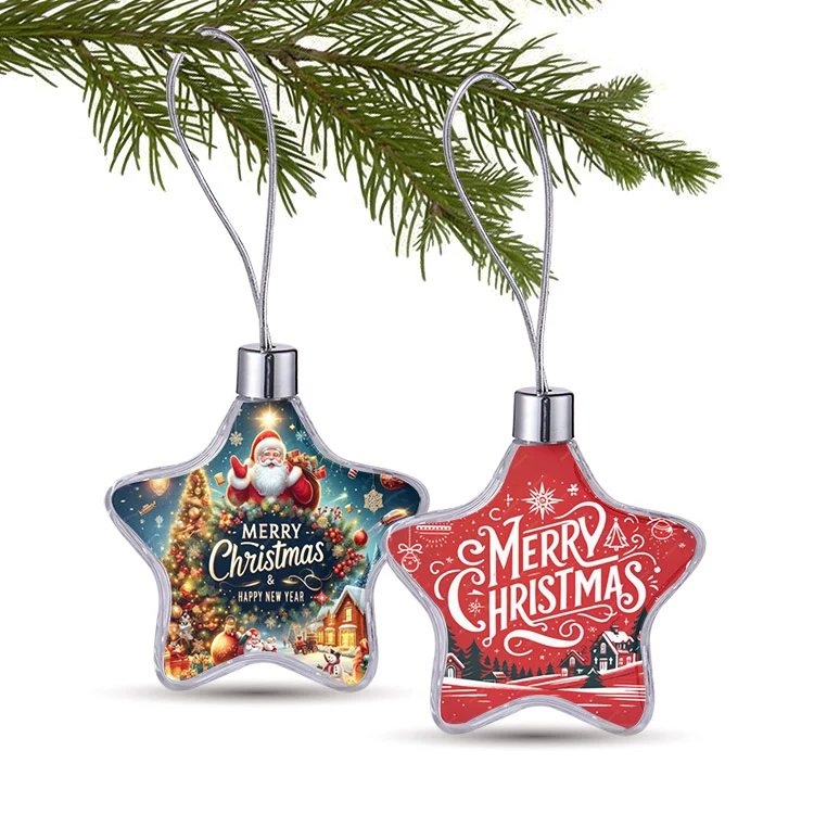 Free Shipping 3" Clear Star Full Color Aluminum Sheet Ornament 1