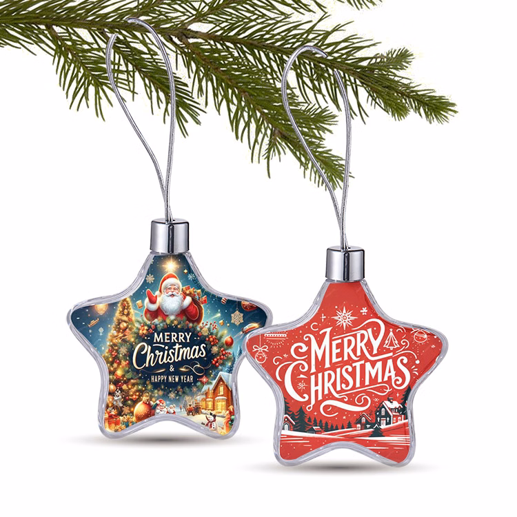 Free Shipping 3" Clear Star Full Color Aluminum Sheet Ornament