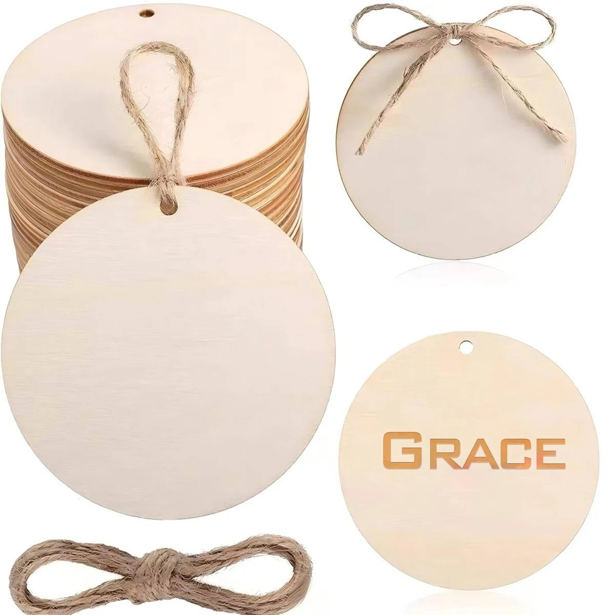 2.0-Inch Round Wooden Decorative Ornament 1