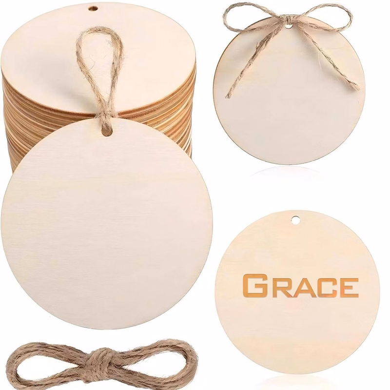 2.0-Inch Round Wooden Decorative Ornament