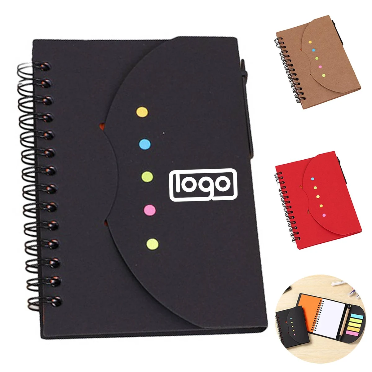 Sticky Notes Spiral Notebook w/ Pen 1