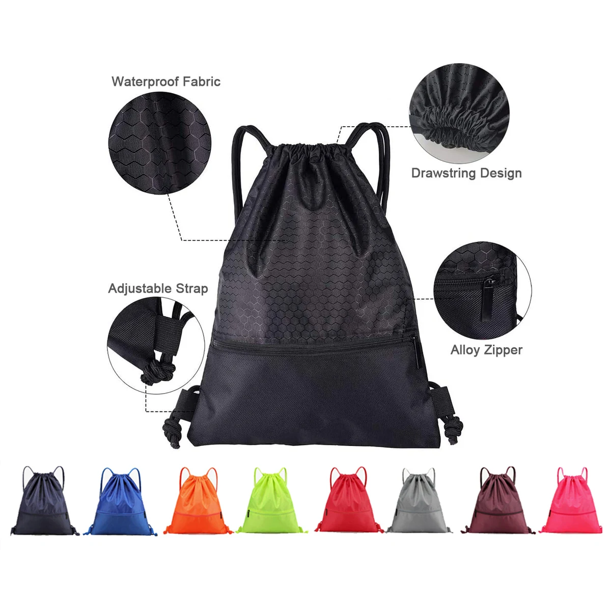 Waterproof Drawstring Sports Gym Backpack 1