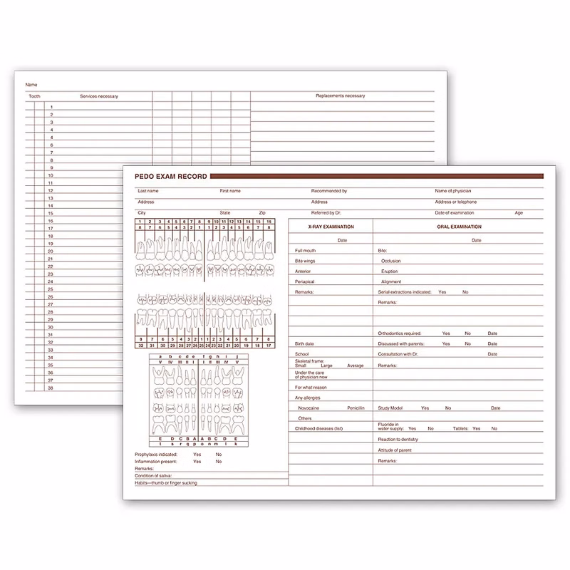 Pediatric Dental Exam Records, 2-Sided