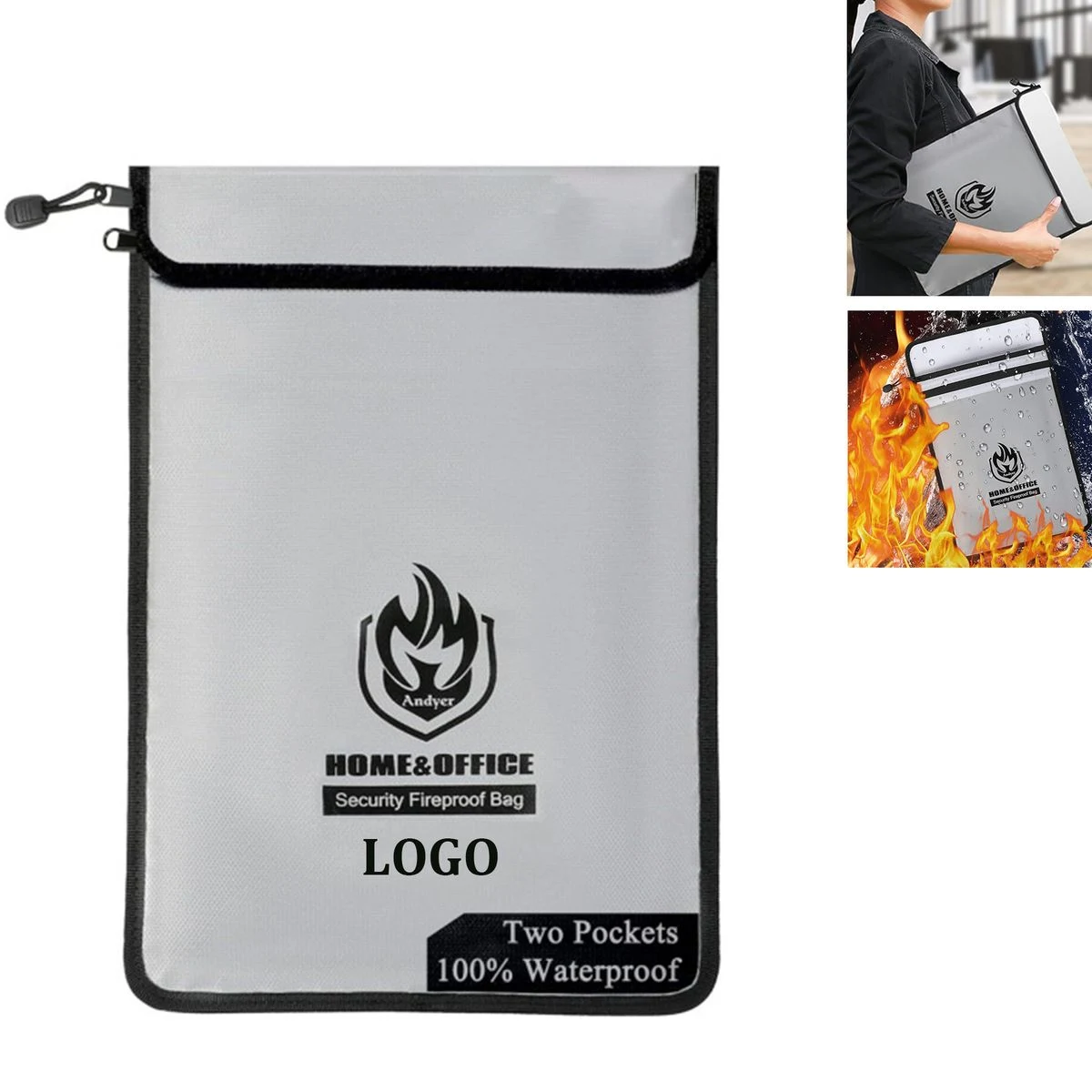 Two Pockets Fireproof Document Bag 1