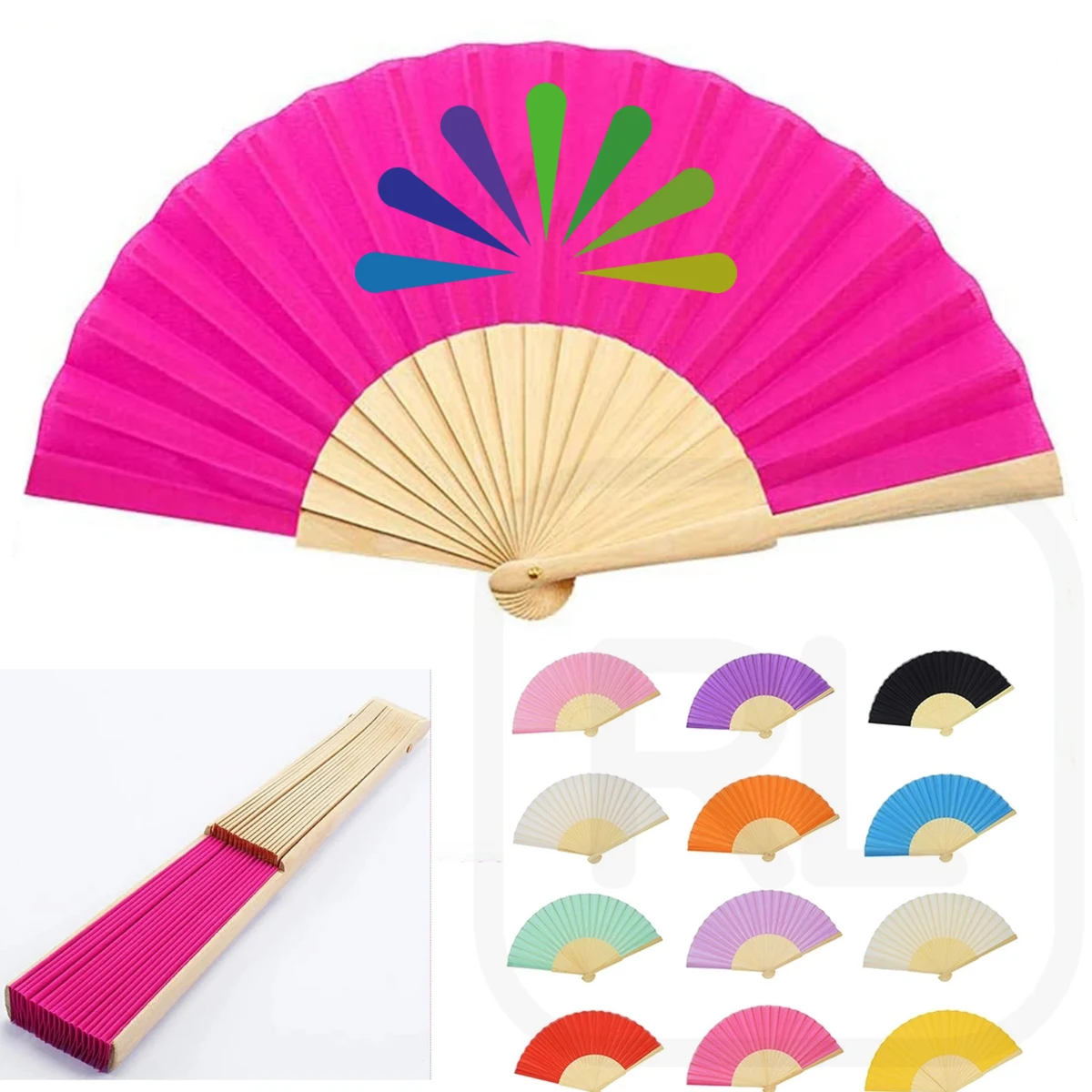 Full-color Folding Bamboo Paper Hand Fan 1