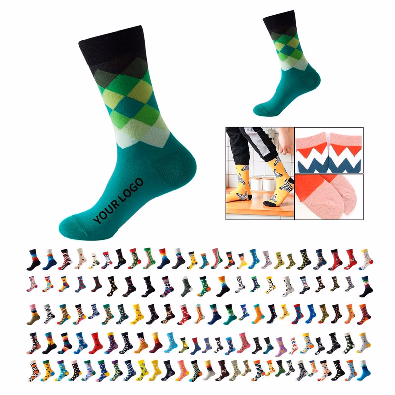 Jacquard Cotton Socks with Full Color Logo