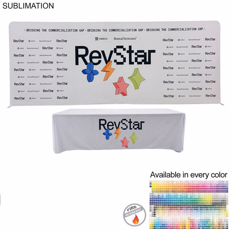 Tradeshow Booth Package Supreme, 20' EuroFit Tension Fabric Wall Display and PREMIUM 8' Tablecloth
