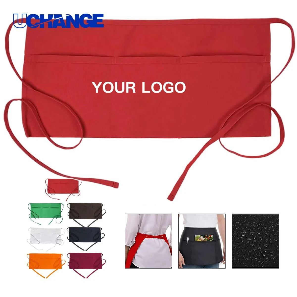 Restaurant Half Apron with Multi Compartments for Service Staff 1