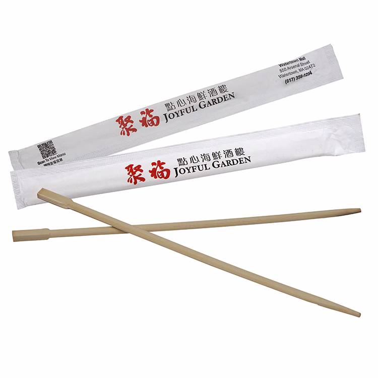 9" Bamboo Chopsticks w/Printed, Sealed Paper Sleeve