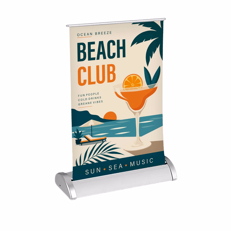 11 in. x 17 in. Pop-Up/Roll-Up Table Top Retractable Banner & Stand (Full Color)