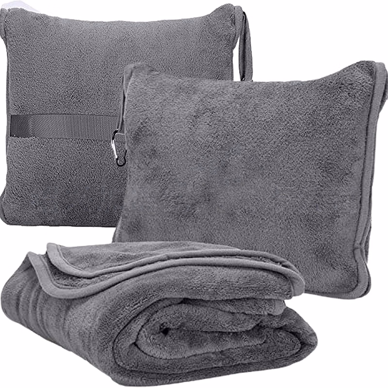Coral Fleece Travel Pillow Blanket Wrap