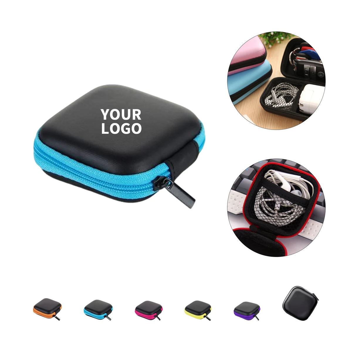 Square EVA Earbud Zipper Carry Case 1