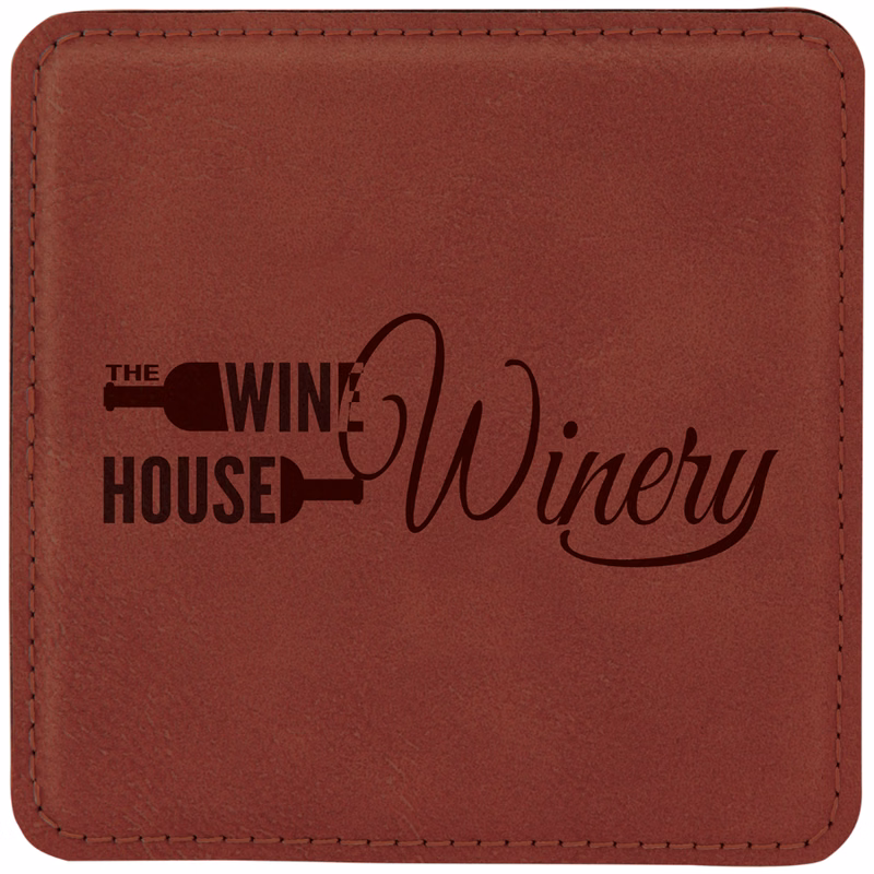 4" x 4" Square Rose Leatherette Coaster
