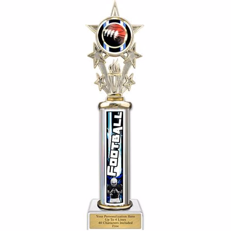 Trophy, 12" Action Matrix Football Blue 1 co