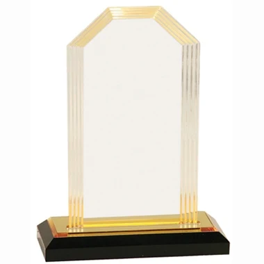 8 Inch Gold Step Clipped Corner Impress Acrylic Trophy 1