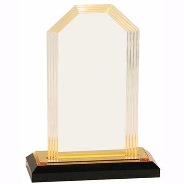 8 Inch Gold Step Clipped Corner Impress Acrylic Trophy