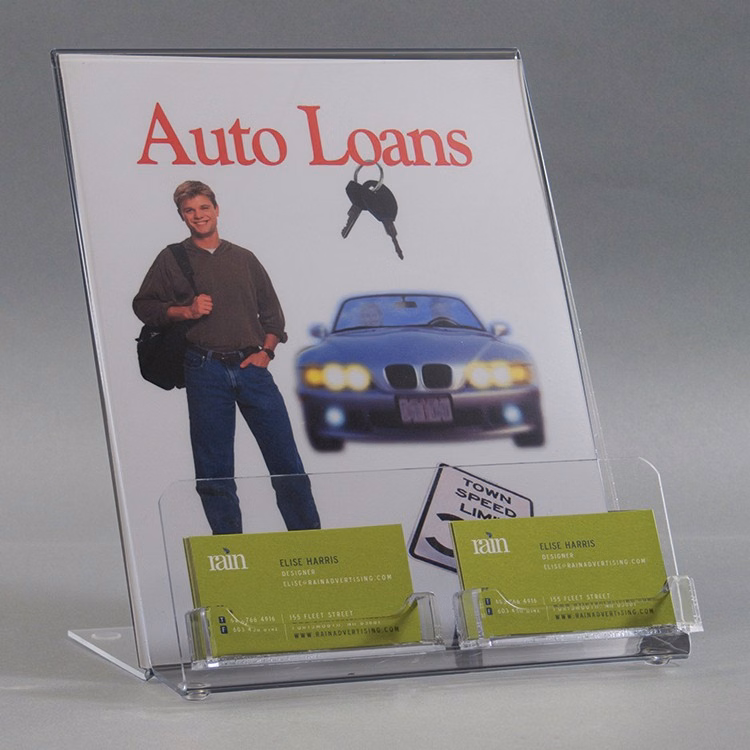 Sign and Literature Holder with 2 Business Card Holders - 8.5w