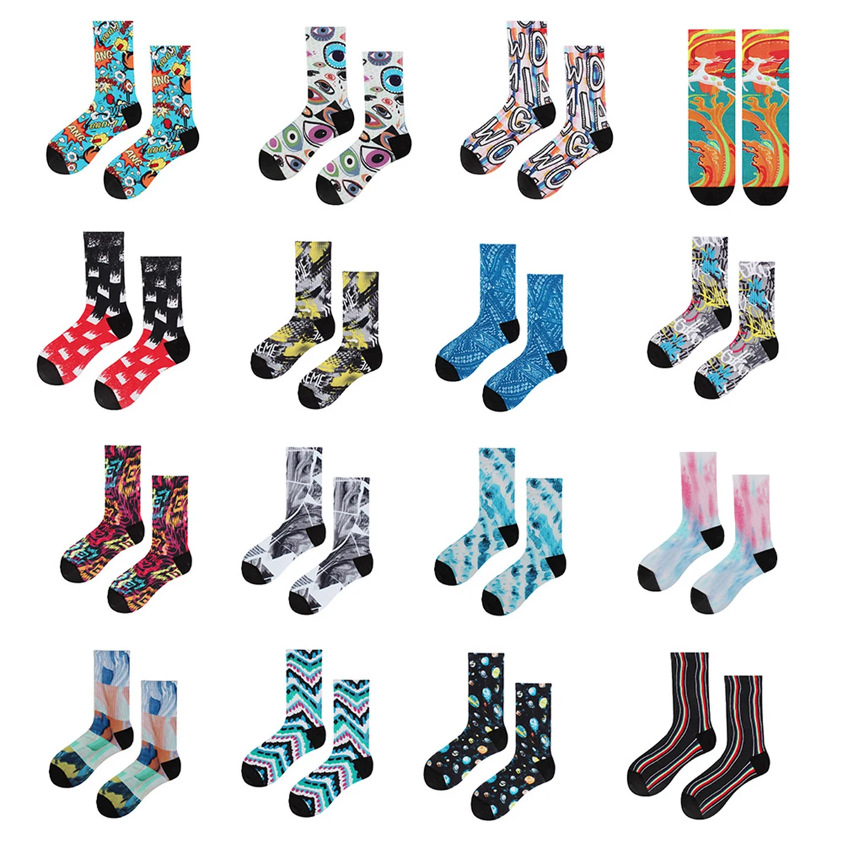 MOQ 20 Full Color Digital Printed Polyester Socks 1
