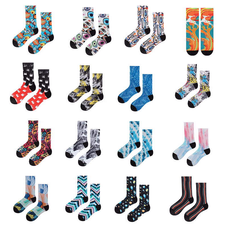 MOQ 20 Full Color Digital Printed Polyester Socks