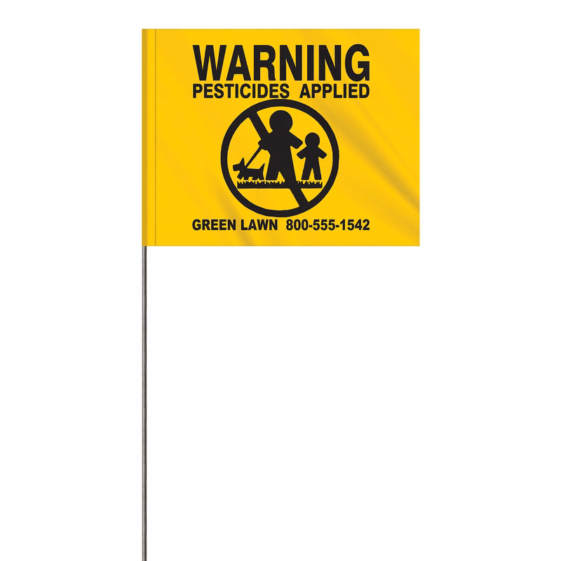 1-Color 4" x 5" Custom High Gloss Polyethylene Marking Flag with 30" Wire Staff
