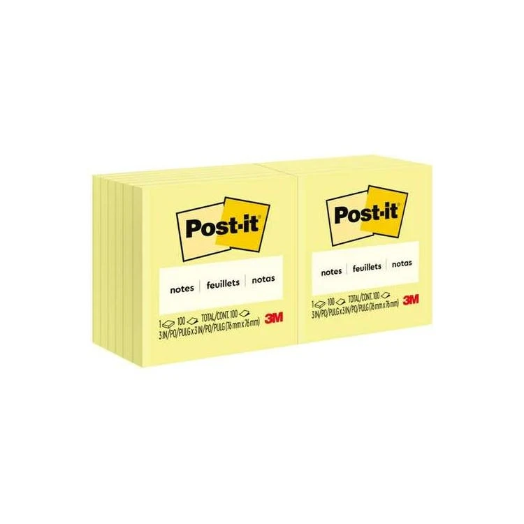 Sticky Notes - Canary Yellow 100 Sheets 12 Pack 1