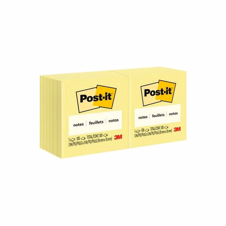 Sticky Notes - Canary Yellow 100 Sheets 12 Pack