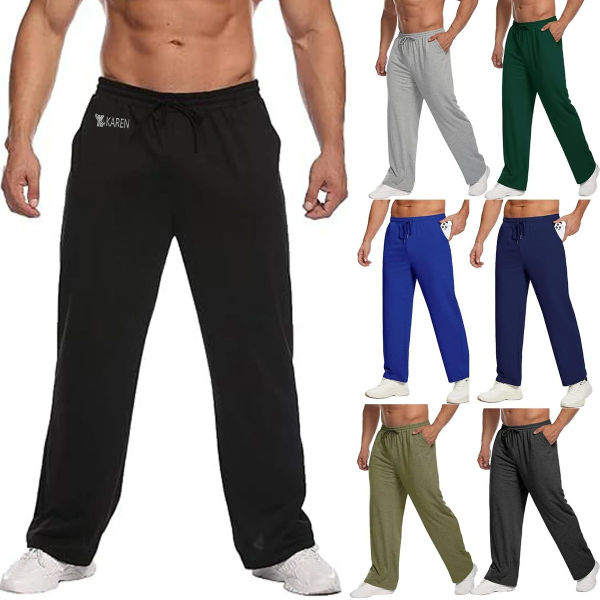 Men Drawstring Sweatpants w/ Pockets 1