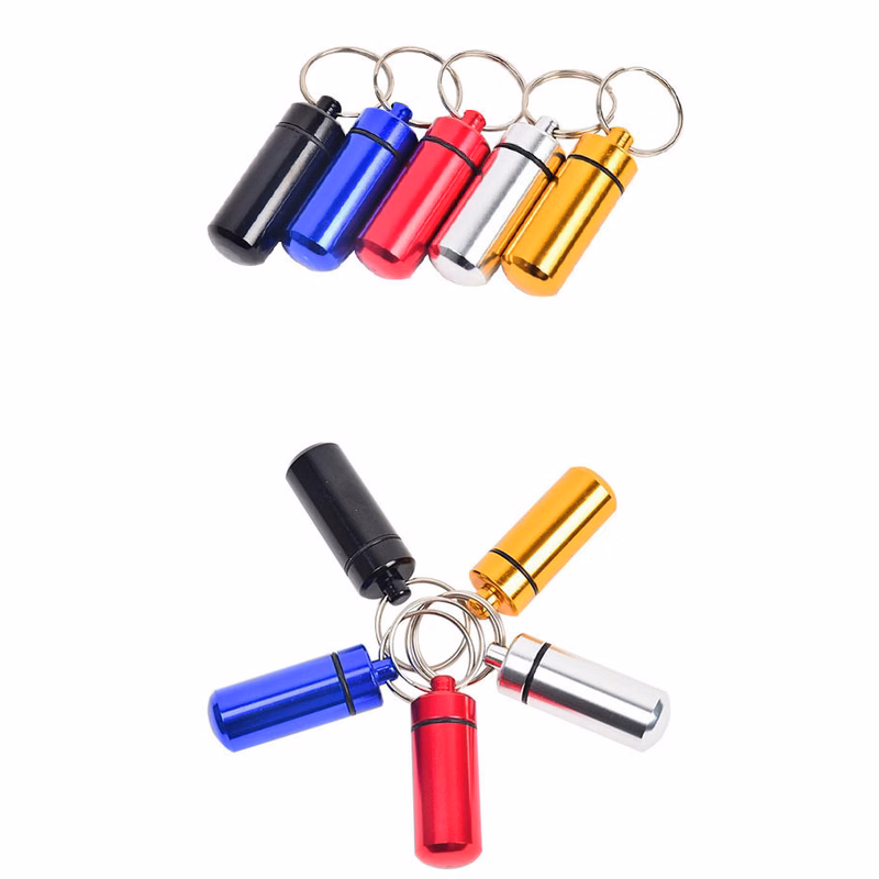 Custom Portable Waterproof Aluminum Travel Pill Holder Mini Keychain