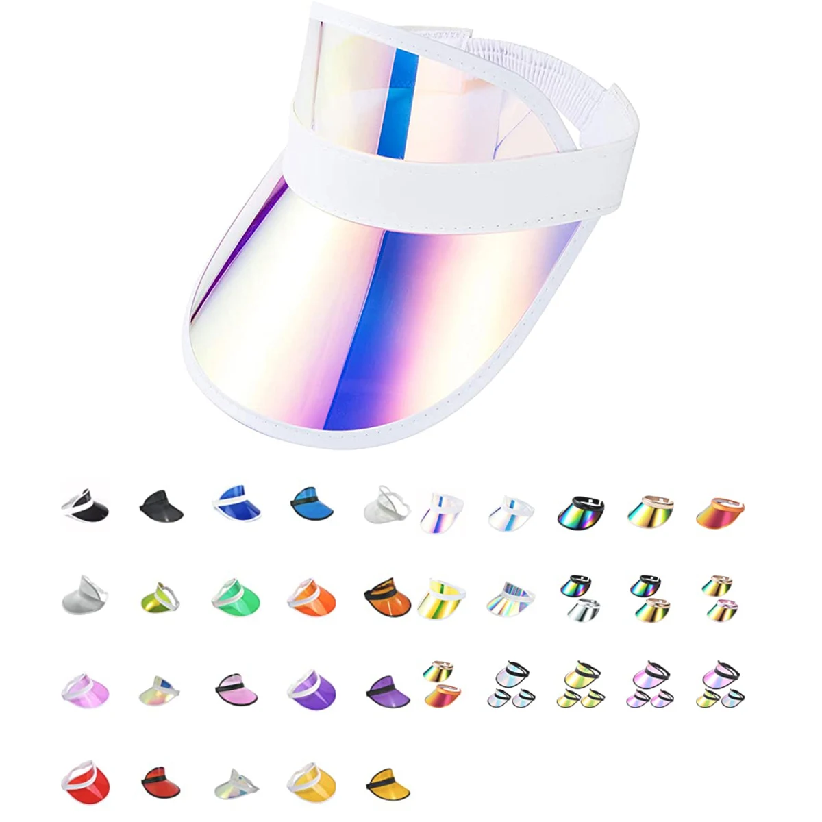 Clear Colored Plastic Sun Visor Hat 1