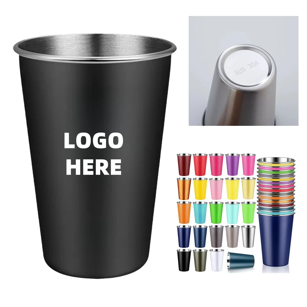16 Oz Stainless Steel Reusable Pint Cup 1